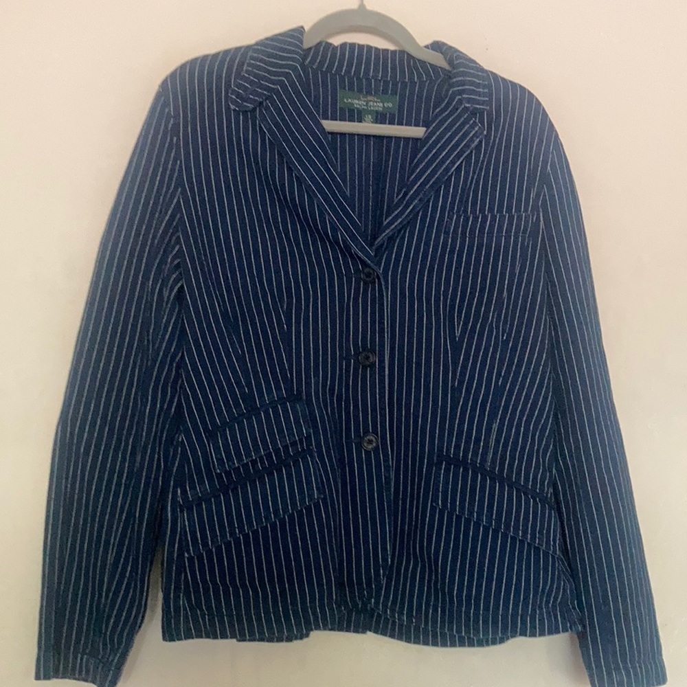 Lauren Ralph Lauren pinstripe denim jacket size 12